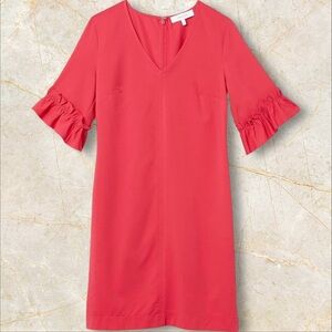 NWT Lark & Ro Women’s ‘Florence Ruffle Half-Sleeve V-Neck Sheath Dress’ in Pink